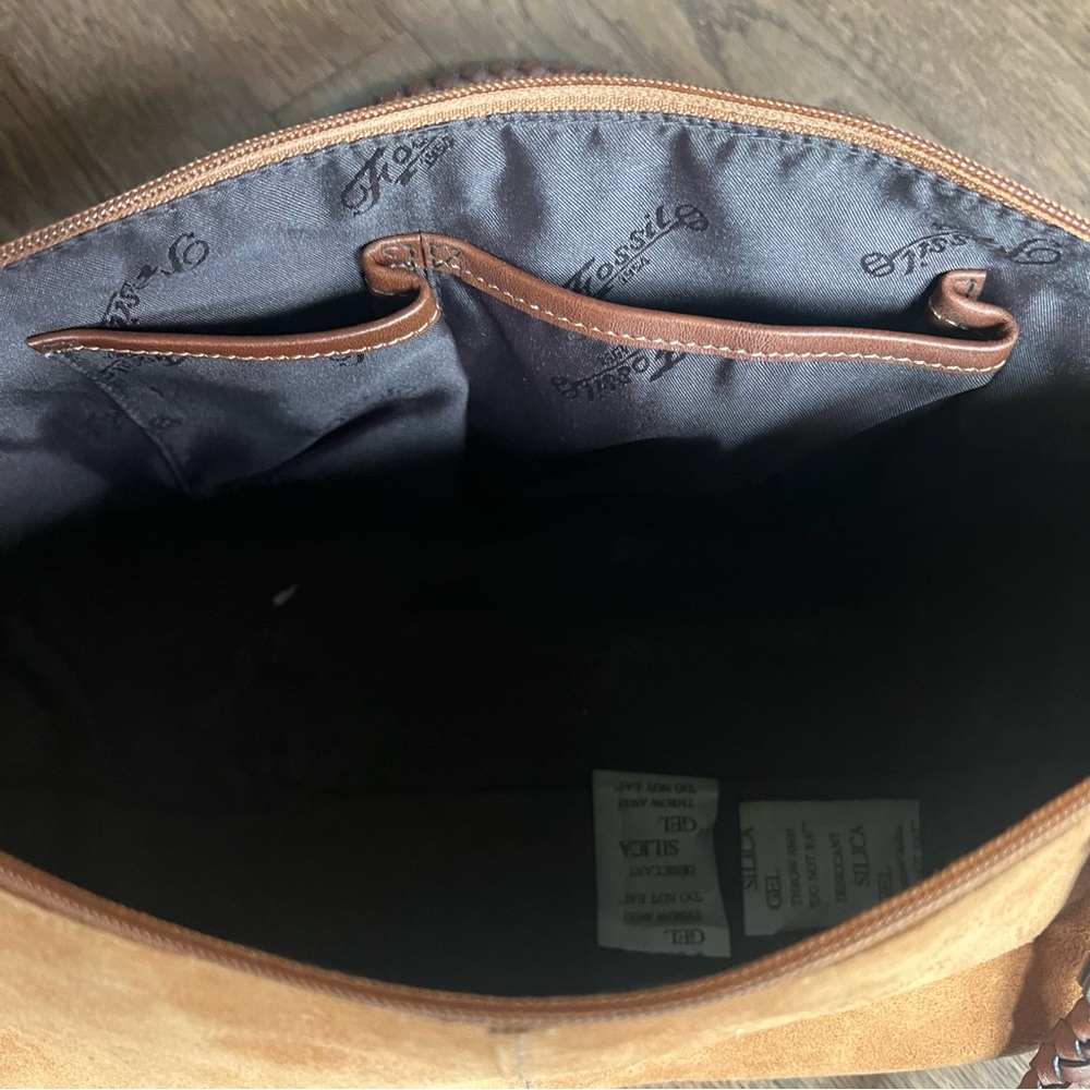 ‼️ SOLD ‼️Fossil Brown Suede Leather Shoulder Handbag - Picture 8 of 9
